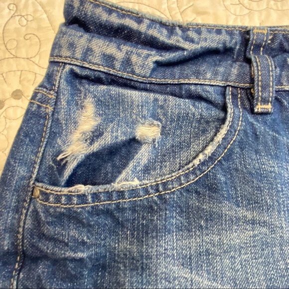 Guess Size 31 Raw Hem Distressed Blue Denim Shorts - Picture 2 of 11